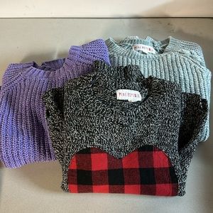 Lot of 3 Pink Republic Girl M 10-12 Soft Sweaters Excellent Condition
